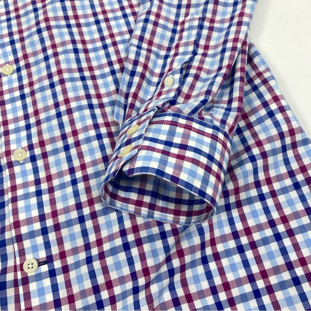 Banana Republic No Iron Slim Fit Men’s Dress Shirt Size Large Blue & Red Plaid - Picture 5 of 15